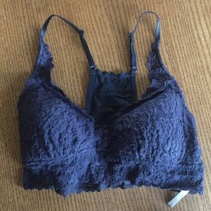 Aerie NWOT navy racerback lace bralette small